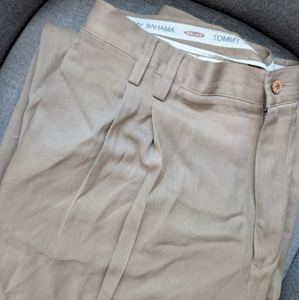 Men's Tommy Bahama 100% Brown Silk Pleated Pants size 38